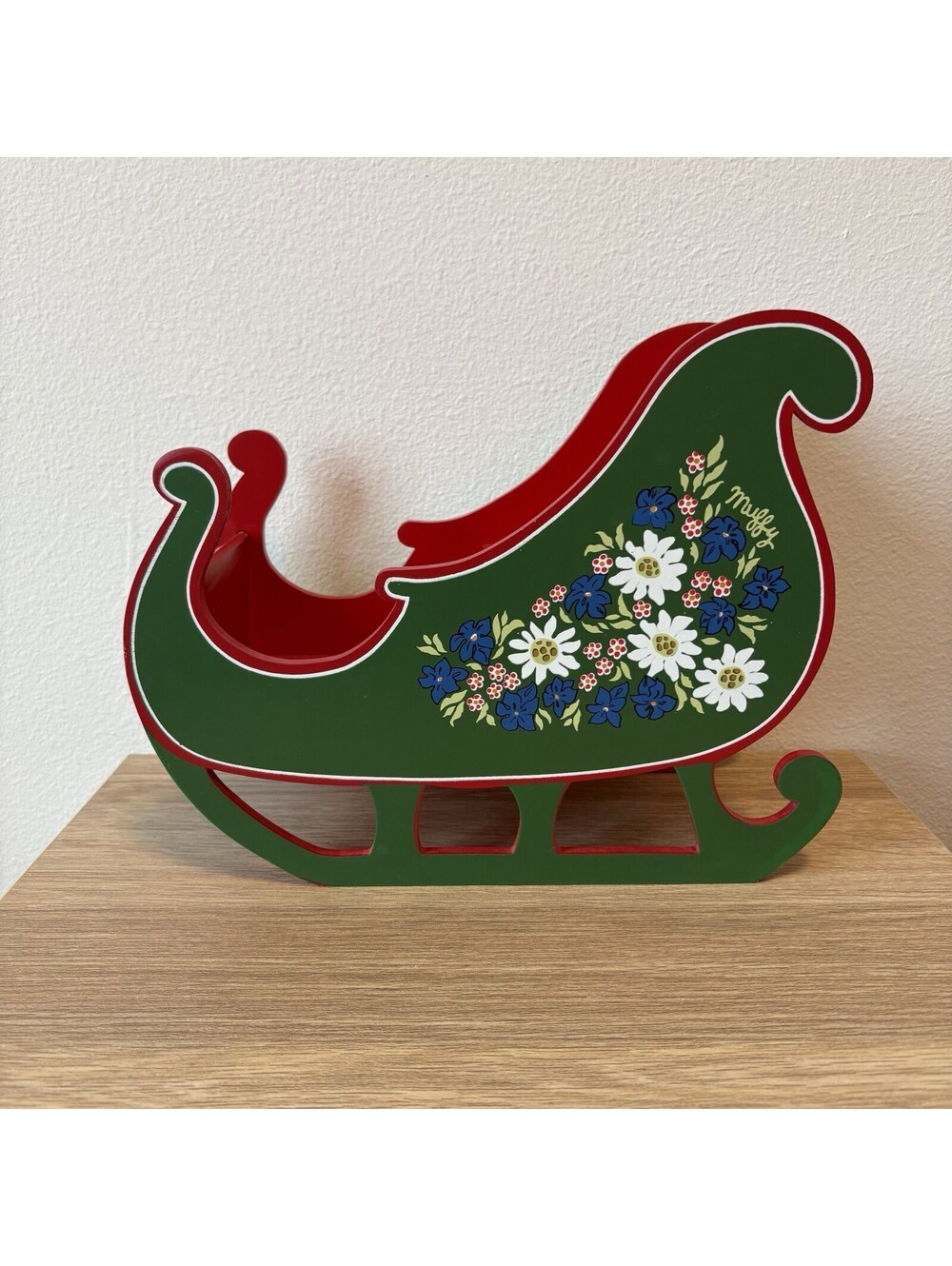 Vintage Muffy VanderBear Highland Fling Alpine Red Sleigh - Christmas Holiday